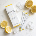 Skinny Straws Lemon box with wrapped flavored straws, fresh lemons and ice